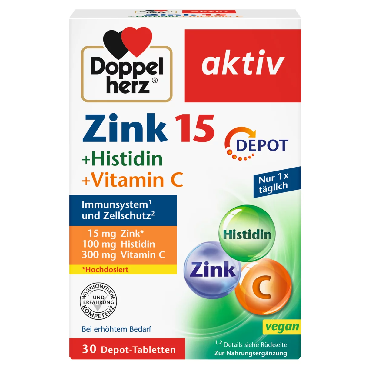 Abbildung der Produktverpackung Doppelherz aktiv Zink 15 Frontansicht